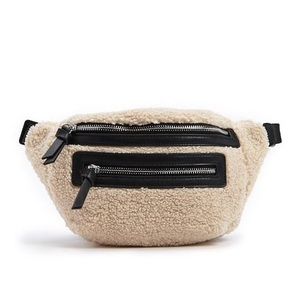 Faux shearling waist belt